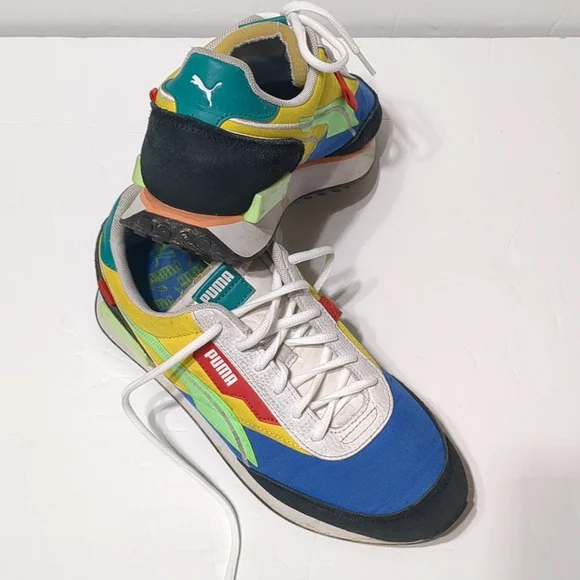 Puma Future Rider Twofold SD neon Shoes multicolor big boys 6.5c - Picture 3 of 10